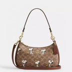 Coach x Peanuts Teri Shoulder Bag Signature Canvas Snoopy Print CBJ88 NWT