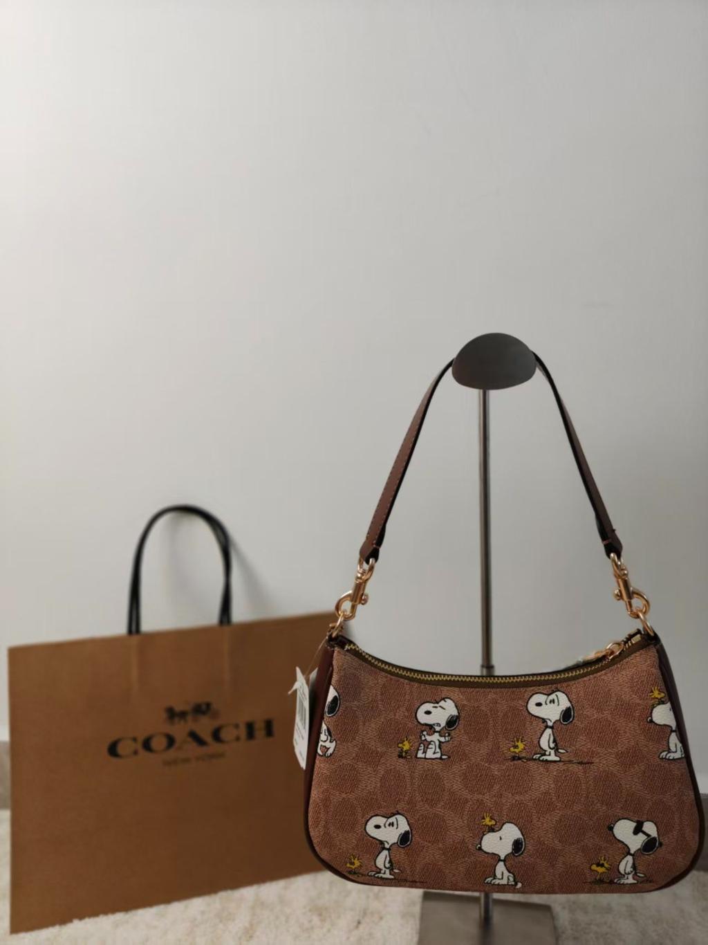 Coach x Peanuts Snoopy Teri Shoulder Bag in Signature Canvas | NWT Luxury Women's Handbag