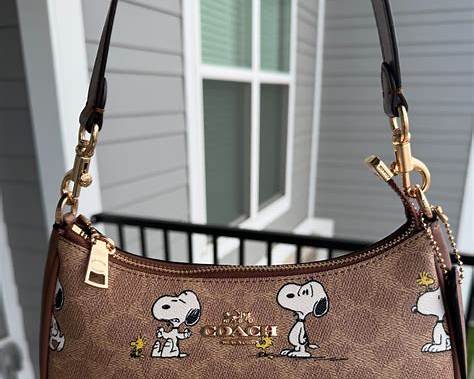 Coach x Peanuts Teri Shoulder Bag Signature Canvas Snoopy Print CBJ88 NWT