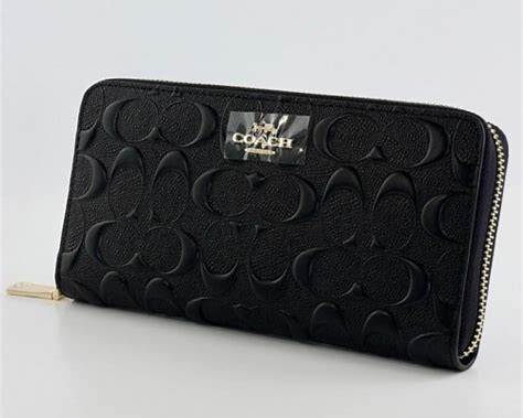 Coach F53834 Long Zip Around Wallet Signature Leather Black Japan New