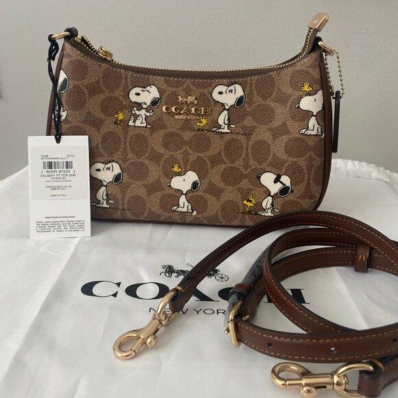 Coach x Peanuts Teri Shoulder Bag Signature Canvas Snoopy Print CBJ88 NWT
