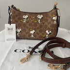 Coach x Peanuts Teri Shoulder Bag Signature Canvas Snoopy Print CBJ88 NWT