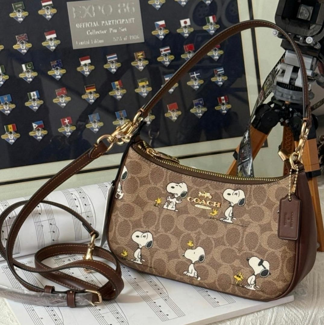 Coach x Peanuts Snoopy Teri Shoulder Bag in Signature Canvas | NWT Luxury Women's Handbag