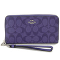 COACH C4452 Long Zip Around Wallet Signature Canvas Sport Purple with Detachable Wrist Strap
