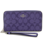 COACH C4452 Long Zip Around Wallet Signature Canvas Sport Purple with Detachable Wrist Strap